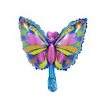 Balon din Folie Metalizata Embo, Mini Figurine, Model Fluturaș, 40x34cm, Ambalaj Individual, Pai Inclus, Umflare cu Aer si Heliu, Multicolor