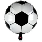 Balon din Folie Metalizata, Embo, Mini Figurine, Model Minge de Fotbal, Tematica Aniversare, 30x24 cm, Ambalaj Individual, Pai Inclus, Umflare cu Aer sau Heliu, Alb-Negru - imagine 2