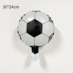 Balon din Folie Metalizata, Embo, Mini Figurine, Model Minge de Fotbal, Tematica Aniversare, 30x24 cm, Ambalaj Individual, Pai Inclus, Umflare cu Aer sau Heliu, Alb-Negru - imagine 3