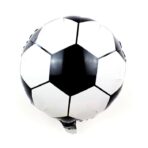 Balon din Folie Metalizata, Embo, Mini Figurine, Model Minge de Fotbal, Tematica Aniversare, 30x24 cm, Ambalaj Individual, Pai Inclus, Umflare cu Aer sau Heliu, Alb-Negru - imagine 4