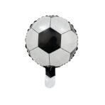 Balon din Folie Metalizata, Embo, Mini Figurine, Model Minge de Fotbal, Tematica Aniversare, 30x24 cm, Ambalaj Individual, Pai Inclus, Umflare cu Aer sau Heliu, Alb-Negru