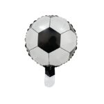 Balon din Folie Metalizata, Embo, Mini Figurine, Model Minge de Fotbal, Tematica Aniversare, 30x24 cm, Ambalaj Individual, Pai Inclus, Umflare cu Aer sau Heliu, Alb-Negru