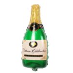 Balon din Folie Metalizata, Embo, Mini Figurine, Model Sticla de Sampanie, 21x51 cm, Ambalaj Individual, Pai Inclus, Umflare cu Aer sau Heliu, Verde