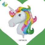 Balon din Folie Metalizata, Embo, Mini Figurine, Model Unicorn, Tematica Aniversare, 108x88 cm, Ambalaj Individual, Pai Inclus, Umflare cu Aer sau Heliu, Multicolor - imagine 4