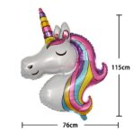 Balon din Folie Metalizata, Embo, Mini Figurine, Model Unicorn, Tematica Aniversare, 115x76 cm, Ambalaj Individual, Pai Inclus, Umflare cu Aer sau Heliu, Multicolor - imagine 5