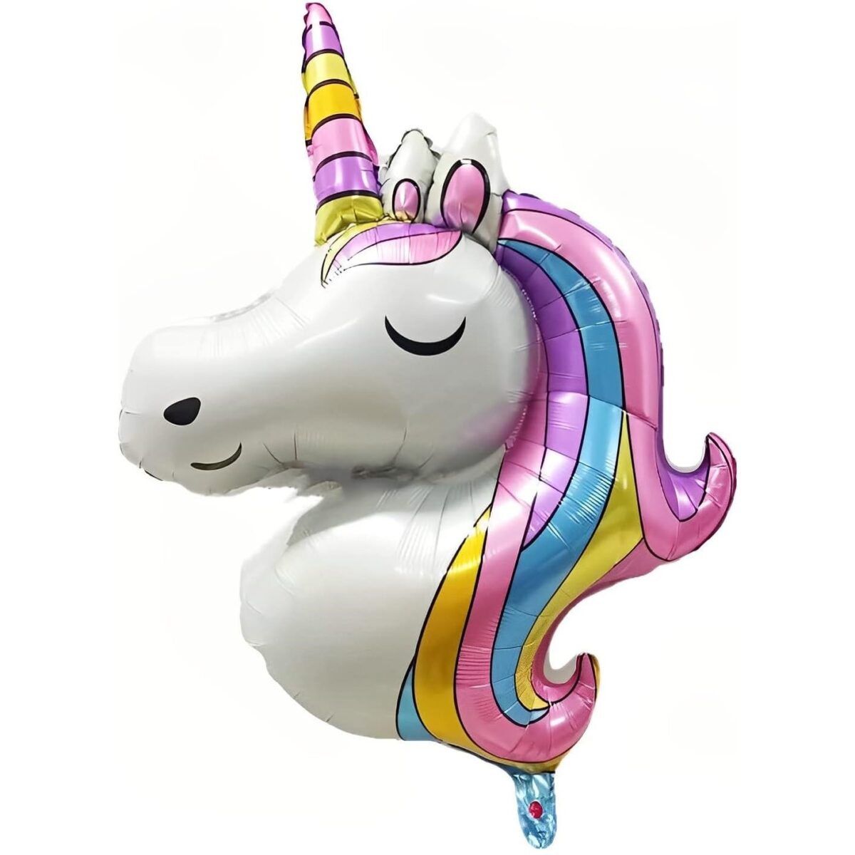 Balon din Folie Metalizata, Embo, Mini Figurine, Model Unicorn, Tematica Aniversare, 115x76 cm, Ambalaj Individual, Pai Inclus, Umflare cu Aer sau Heliu, Multicolor - imagine 6