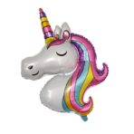 Balon din Folie Metalizata, Embo, Mini Figurine, Model Unicorn, Tematica Aniversare, 115x76 cm, Ambalaj Individual, Pai Inclus, Umflare cu Aer sau Heliu, Multicolor