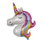 Balon din Folie Metalizata, Embo, Mini Figurine, Model Unicorn, Tematica Aniversare, 115x76 cm, Ambalaj Individual, Pai Inclus, Umflare cu Aer sau Heliu, Multicolor