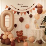 Balon din Folie Metalizata, Embo, Model Cifra 0, 100 cm, Ambalaj Individual, Pai Inclus, Crem - imagine 3