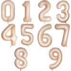 Balon din Folie Metalizata, Embo, Figurina Cifra, Model 2, Tema Aniversare 100 cm, Ambalaj Individual, Pai Inclus, Umflare cu Aer sau Heliu, Crem - imagine 4