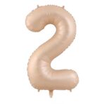 Balon din Folie Metalizata, Embo, Figurina Cifra, Model 2, Tema Aniversare 100 cm, Ambalaj Individual, Pai Inclus, Umflare cu Aer sau Heliu, Crem