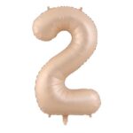 Balon din Folie Metalizata, Embo, Figurina Cifra, Model 2, Tema Aniversare 100 cm, Ambalaj Individual, Pai Inclus, Umflare cu Aer sau Heliu, Crem