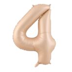 Balon din Folie Metalizata, Embo, Figurina Cifra, Model 4, Tema Aniversare 100 cm, Ambalaj Individual, Pai Inclus, Umflare cu Aer sau Heliu, Crem