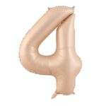 Balon din Folie Metalizata, Embo, Figurina Cifra, Model 4, Tema Aniversare 100 cm, Ambalaj Individual, Pai Inclus, Umflare cu Aer sau Heliu, Crem