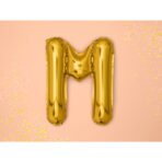 Balon Folie Metalizata Litera M, Embo, 40 cm, Umflati cu Heliu sau Aer, Ambalaj Individual, Pai inclus, Auriu - imagine 2
