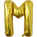 Balon Folie Metalizata Litera M, Embo, 40 cm, Umflati cu Heliu sau Aer, Ambalaj Individual, Pai inclus, Auriu