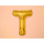 Balon Folie Metalizata Litera T, Embo, 40 cm, Umflati cu Heliu sau Aer, Ambalaj Individual, Pai inclus, Auriu - imagine 3