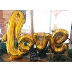 Balon din Folie Metalizata, Embo, Model Love scris de mana, 102x65 cm, Tematica Ziua Îndrăgostiților, Ambalaj Individual, Pai Inclus, Umflare cu Aer sau Heliu, Auriu - imagine 2