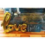 Balon din Folie Metalizata, Embo, Model Love scris de mana, 102x65 cm, Tematica Ziua Îndrăgostiților, Ambalaj Individual, Pai Inclus, Umflare cu Aer sau Heliu, Auriu - imagine 3