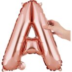Balon Folie Metalizata Litera A, Embo, 40 cm, Umflati cu Heliu sau Aer, Ambalaj Individual, Pai inclus, Rose Gold - imagine 8