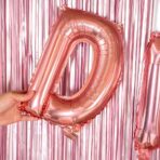 Balon Folie Metalizata Litera D, Embo, 40 cm, Umflati cu Heliu sau Aer, Ambalaj Individual, Pai inclus, Rose Gold - imagine 4