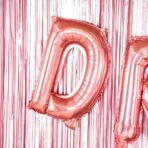 Balon Folie Metalizata Litera D, Embo, 40 cm, Umflati cu Heliu sau Aer, Ambalaj Individual, Pai inclus, Rose Gold - imagine 5