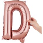 Balon Folie Metalizata Litera D, Embo, 40 cm, Umflati cu Heliu sau Aer, Ambalaj Individual, Pai inclus, Rose Gold - imagine 7