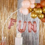 Balon Folie Metalizata Litera F, Embo, 40 cm, Umflati cu Heliu sau Aer, Ambalaj Individual, Pai inclus, Rose Gold - imagine 5