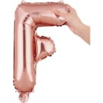 Balon Folie Metalizata Litera F, Embo, 40 cm, Umflati cu Heliu sau Aer, Ambalaj Individual, Pai inclus, Rose Gold - imagine 7
