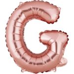 Balon Folie Metalizata Litera G, Embo, 40 cm, Umflati cu Heliu sau Aer, Ambalaj Individual, Pai inclus, Rose Gold