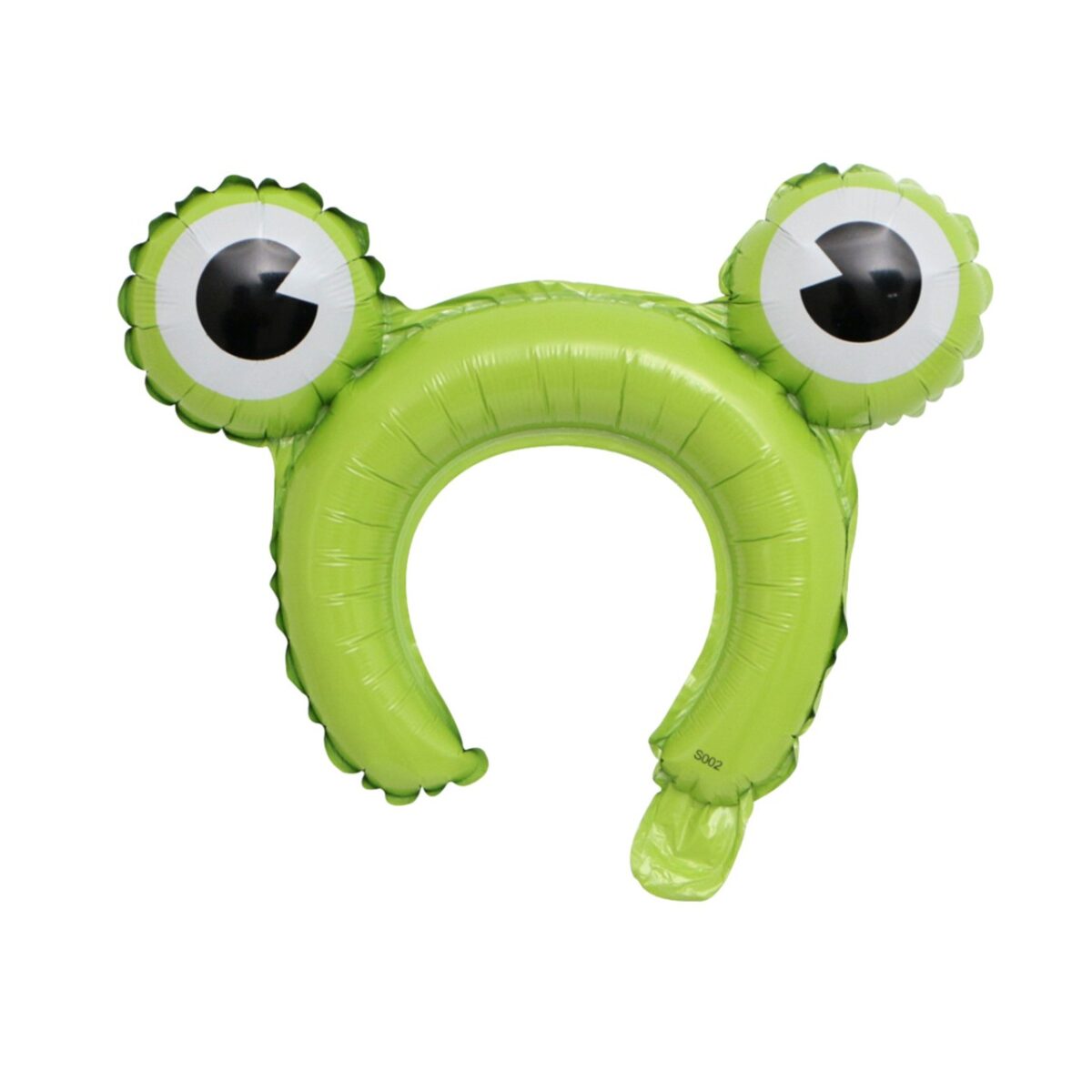 Balon din Folie Metalizata, Embo, Tip Coronita cu Urechi, Model Broasca, Ambalaj Individual, Pai Inclus, Umflare cu Aer sau Heliu, 28 x 31 cm, Verde - imagine 4