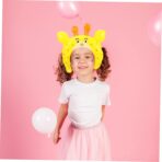 Balon din Folie Metalizata, Embo, Tip Coronita cu Urechi, Model Girafa, Ambalaj Individual, Pai Inclus, Umflare cu Aer sau Heliu, 28 x 31 cm, Galben - imagine 3