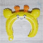 Balon din Folie Metalizata, Embo, Tip Coronita cu Urechi, Model Girafa, Ambalaj Individual, Pai Inclus, Umflare cu Aer sau Heliu, 28 x 31 cm, Galben - imagine 5