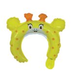 Balon din Folie Metalizata, Embo, Tip Coronita cu Urechi, Model Girafa, Ambalaj Individual, Pai Inclus, Umflare cu Aer sau Heliu, 28 x 31 cm, Galben