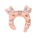 Balon din Folie Metalizata, Embo, Tip Coronita cu Urechi, Model Hello Kitty, Ambalaj Individual, Pai Inclus, Umflare cu Aer sau Heliu, 30 x 29 cm, Rose