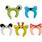 Balon din Folie Metalizata, Embo, Tip Coronita cu Urechi, Model Koala, Ambalaj Individual, Pai Inclus, Umflare cu Aer sau Heliu, 26.5 x 28 cm, Albastru - imagine 5