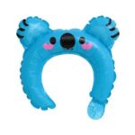 Balon din Folie Metalizata, Embo, Tip Coronita cu Urechi, Model Koala, Ambalaj Individual, Pai Inclus, Umflare cu Aer sau Heliu, 26.5 x 28 cm, Albastru