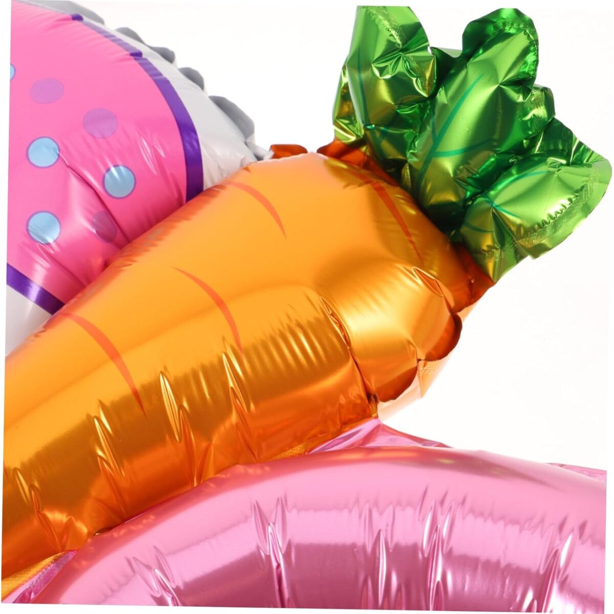 Balon din Folie Metalizata, Embo, Tip Coronita cu Urechi, Model Morcov, Ambalaj Individual, Pai Inclus, Umflare cu Aer sau Heliu, 43 x 40 cm, Roz - imagine 4
