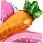 Balon din Folie Metalizata, Embo, Tip Coronita cu Urechi, Model Morcov, Ambalaj Individual, Pai Inclus, Umflare cu Aer sau Heliu, 43 x 40 cm, Roz - imagine 4