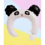 Balon din Folie Metalizata, Embo, Tip Coronita cu Urechi, Model Panda, Ambalaj Individual, Pai Inclus, Umflare cu Aer sau Heliu, 27 x 28 cm, Alb/Negru - imagine 2
