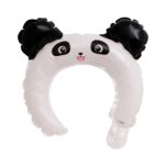 Balon din Folie Metalizata, Embo, Tip Coronita cu Urechi, Model Panda, Ambalaj Individual, Pai Inclus, Umflare cu Aer sau Heliu, 27 x 28 cm, Alb/Negru