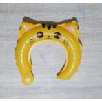 Balon din Folie Metalizata, Embo, Tip Coronita cu Urechi, Model Pisicuta, Ambalaj Individual, Pai Inclus, Umflare cu Aer sau Heliu, 24 x 29.5 cm, Galben - imagine 3