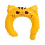 Balon din Folie Metalizata, Embo, Tip Coronita cu Urechi, Model Pisicuta, Ambalaj Individual, Pai Inclus, Umflare cu Aer sau Heliu, 24 x 29.5 cm, Galben