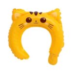 Balon din Folie Metalizata, Embo, Tip Coronita cu Urechi, Model Pisicuta, Ambalaj Individual, Pai Inclus, Umflare cu Aer sau Heliu, 24 x 29.5 cm, Galben