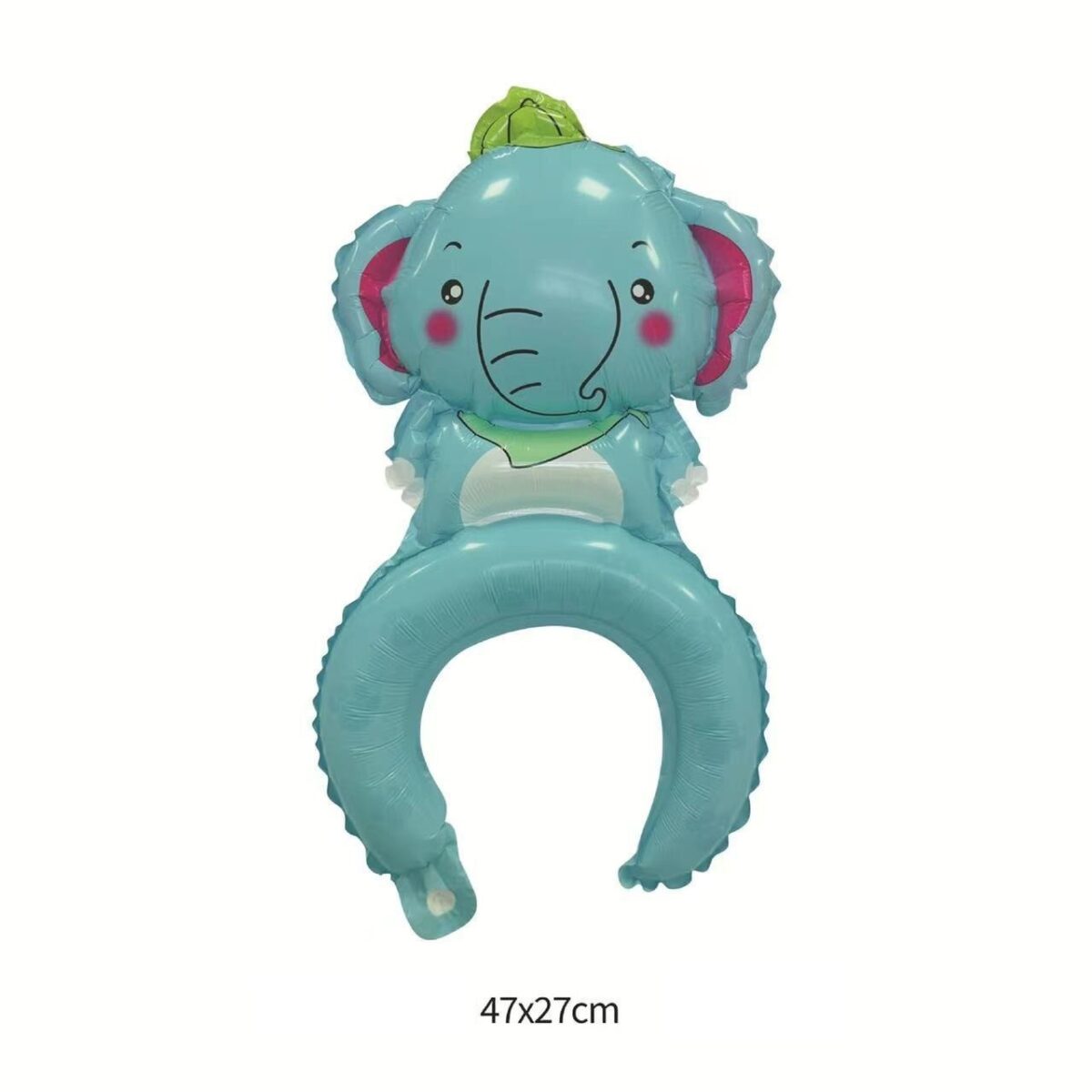 Balon din Folie Metalizata, Embo, Tip Coronita, Model Elefant, Ambalaj Individual, Pai Inclus, Umflare cu Aer sau Heliu, 47 x 27 cm, Albastru - imagine 3