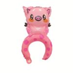 Balon din Folie Metalizata, Embo, Tip Coronita, Model Purcelus, Ambalaj Individual, Pai Inclus, Umflare cu Aer sau Heliu, 47 x 28 cm, Roz