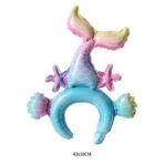 Balon din Folie Metalizata, Embo, Tip Coronita, Model Sirena, Ambalaj Individual, Pai Inclus, Umflare cu Aer sau Heliu, 43 x 50 cm, Multicolor - imagine 2