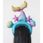 Balon din Folie Metalizata, Embo, Tip Coronita, Model Sirena, Ambalaj Individual, Pai Inclus, Umflare cu Aer sau Heliu, 43 x 50 cm, Multicolor - imagine 3