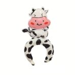 Balon din Folie Metalizata, Embo, Tip Coronita, Model Vacuta, Ambalaj Individual, Pai Inclus, Umflare cu Aer sau Heliu, 48 x 27 cm, Alb/Negru