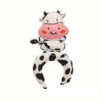 Balon din Folie Metalizata, Embo, Tip Coronita, Model Vacuta, Ambalaj Individual, Pai Inclus, Umflare cu Aer sau Heliu, 48 x 27 cm, Alb/Negru